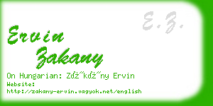 ervin zakany business card